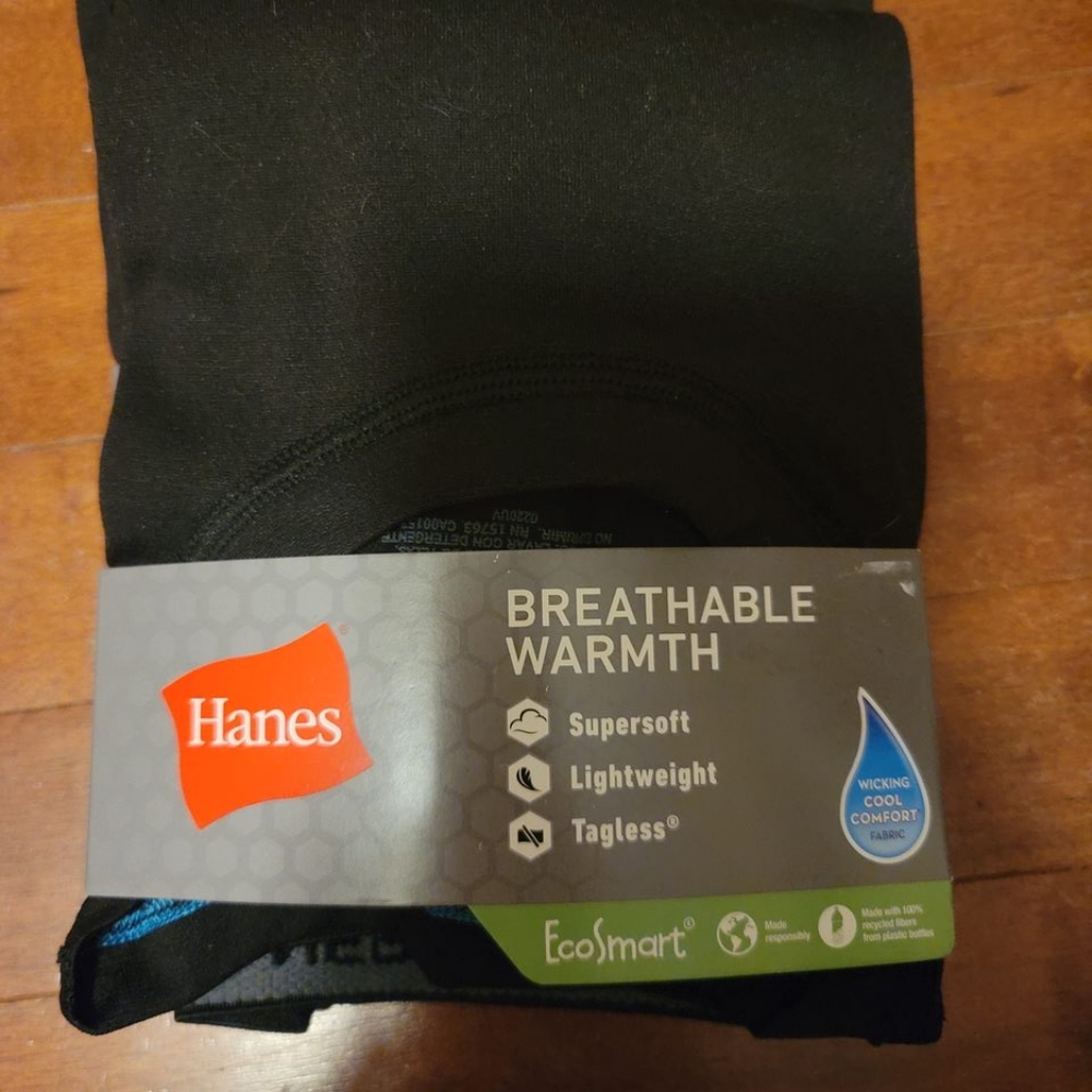 Hanes Premium Boy’s 2pc Thermal Underwear Set Size Med 10/12 Black Long Sleeve